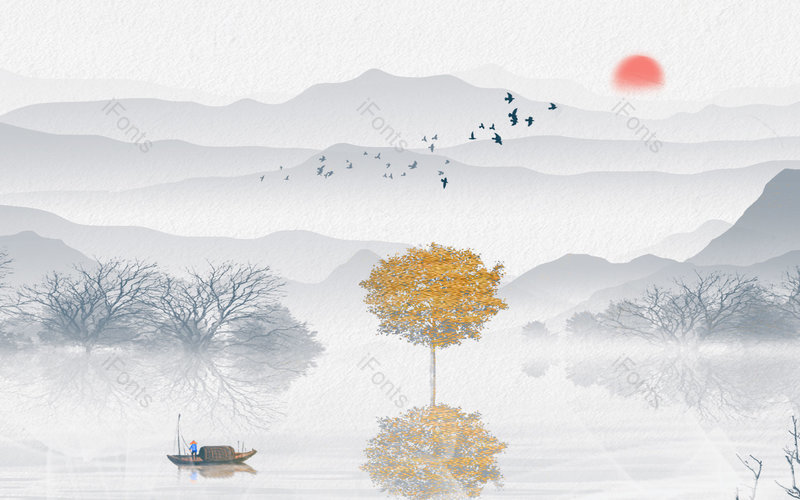 中国风手绘风景山水插画背景设计,插画/手绘图,插画/手绘图库,插画/手绘图下载,插画/手绘
